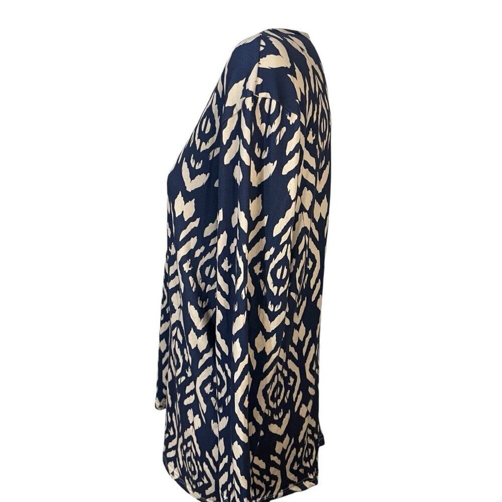 Cherryloom Tunic Top Womens Size 3XL Blue Off White Scoop Neck - Picture 4 of 6